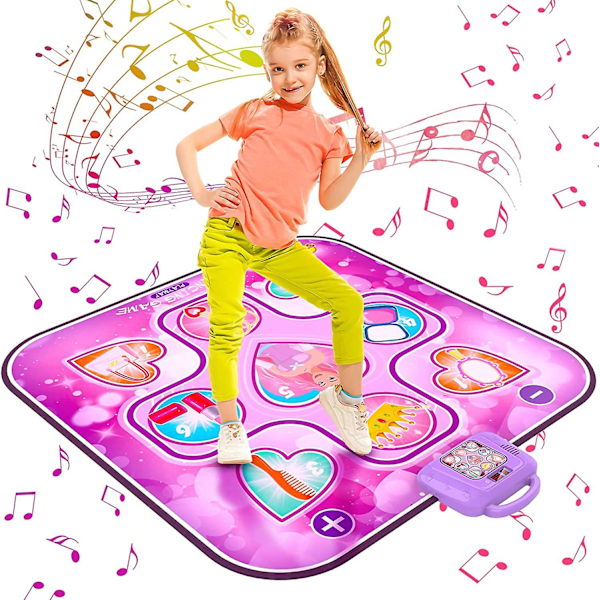 Dansegulvslegetøj til piger 3-12 år, fødselsdagsgaver, musikdansegulv til børn, dansegulv med LED-lys xi Purple