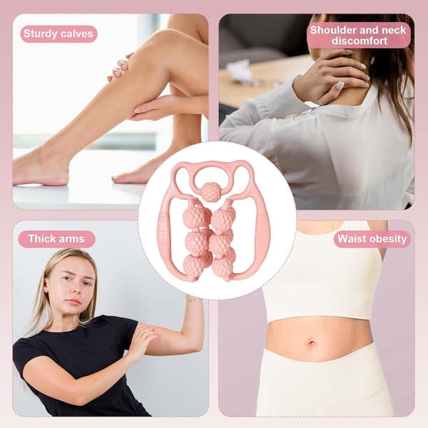 Leg Massage Roller, 13 Handheld Massage Rollers and 1 Elastic Band, Ring Design Muscle Massage, Leg, Arm Massage Roller with Handle