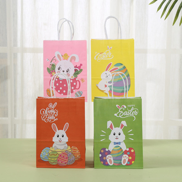 6:a kaninpapperspåse Tecknad presentpåse för glad påskfest D 1