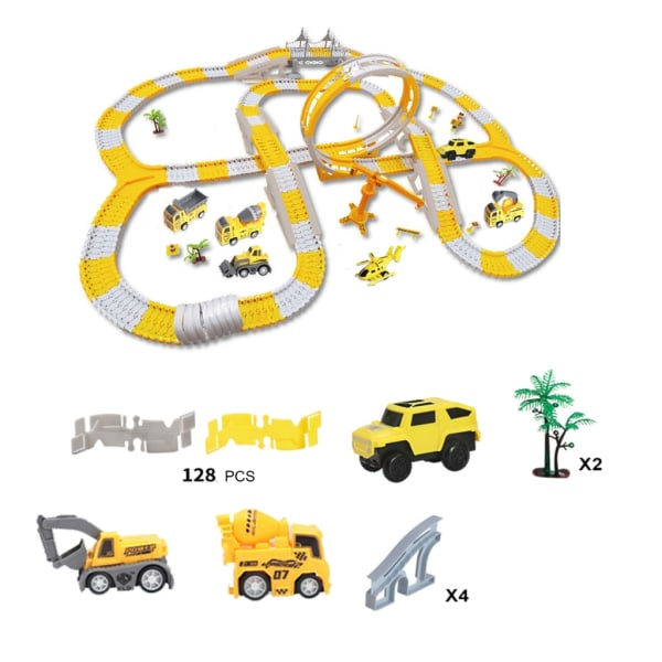 Barnens Byggbilbana Leksak DIY Racetrack Elbilbana Race Set Toddler Julklapp Förälder-barn Interaktiv Leksak null - A