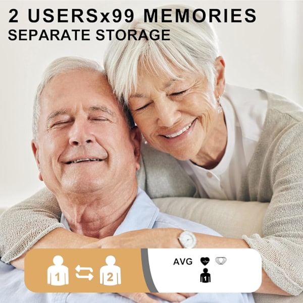 Genopladelig håndledsblodtryksmåler med stemmemeddelelse, blodtryksmåler til to brugere med USB-C-ladekabel og 2x99 hukommelser (sort)