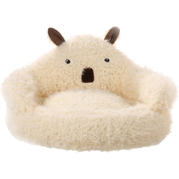 Kylmatta kattbädd alpacka kattsand vinter varm bädd med plyschdyna halkfri botten plyschmatta kattbädd beige 40cm