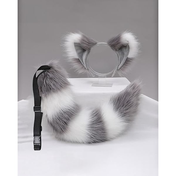 Tekoturkis häntä korvat setti - Turkis susi kettu pesukarhu orava eläin korvat panta häntä puku, Halloween Cosplay rekvisiitta