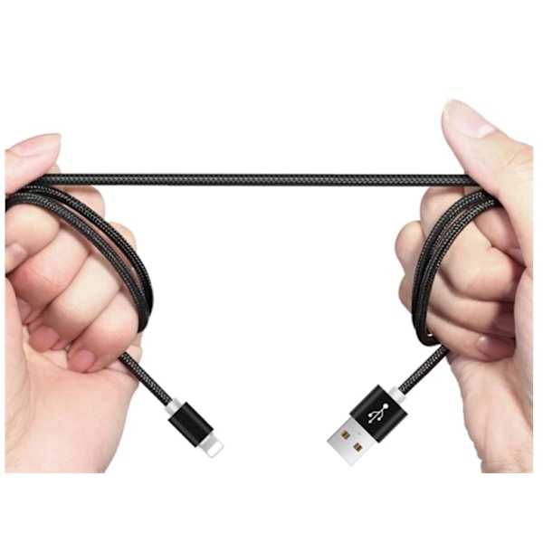 3m lång svart iPhone-kabel, 2-pack