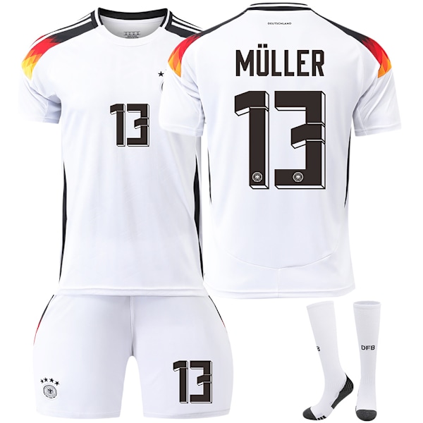 Tyskland Hjemme Euro 2024 Fotballdrakt Barn Menn Drakt Nr. 13 Müller Med Sokker With socks 16