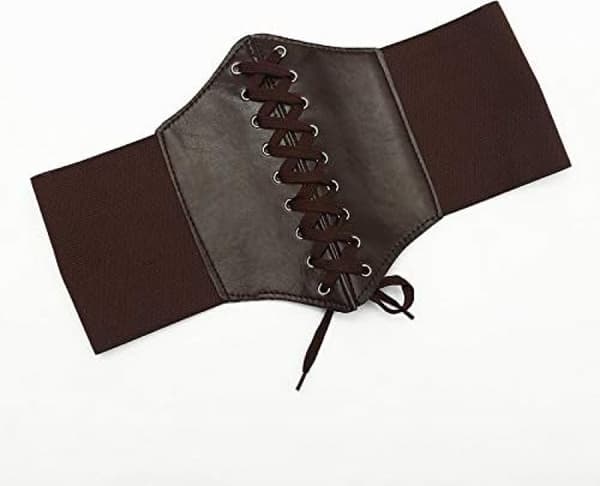Korset til kvinder, steampunk underbuste, snørebånd, taljetræningsbælte, brun, 85 cm