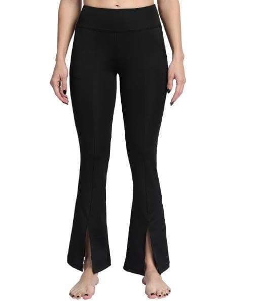 Sorte Bootcut Leggings med Lommer og Slids Sort Black m