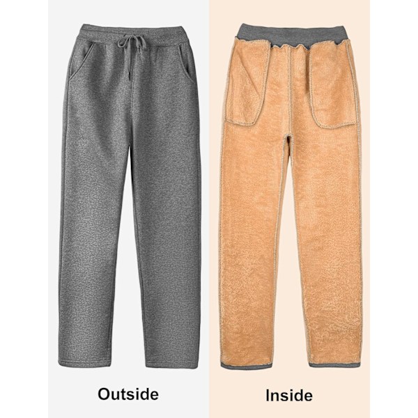 Fleeceforet Sweatpants - Varme Sweatpants med Lommer - Vinterbukser - Blød Sherpa - Varme Bukser - Snøre Sportsbukser - Jogging - Træning - Casual - Mørkegrå Mörkgrått L