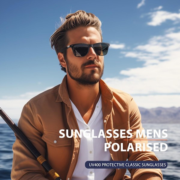 Solbriller Herre Unisex Polarisert Solbriller Svart Anti-Glare Linser Klassisk Ultralett Firkantet Kjøring Vandring Golf Fiske Black