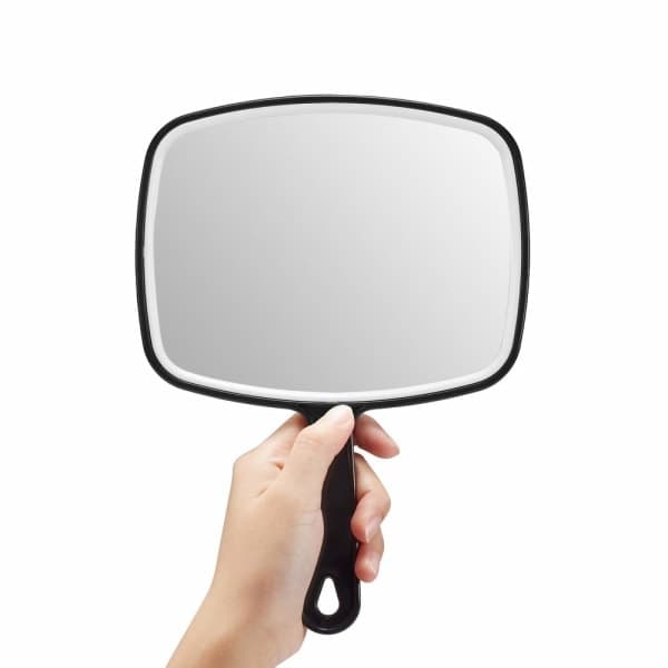 Handheld Mirror, Extra Large Black Hand Mirror with Handle, 9\"