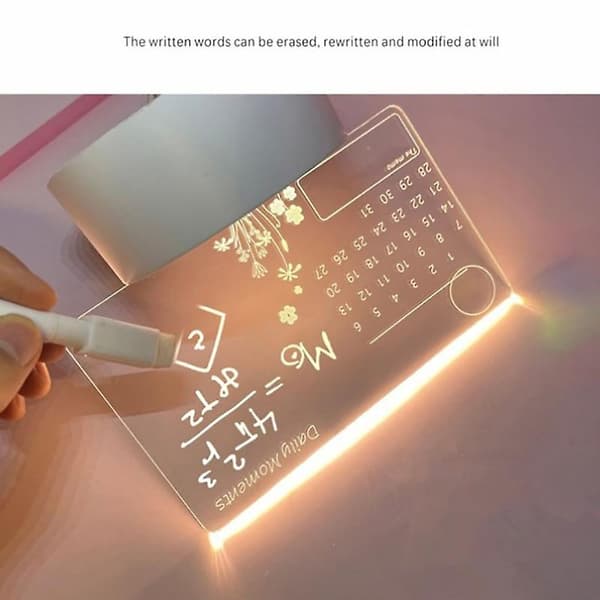 Creative USB Message Board Lamp, LED Night Light with Pen DIY Night Light Decoration B Transparent B Transparent