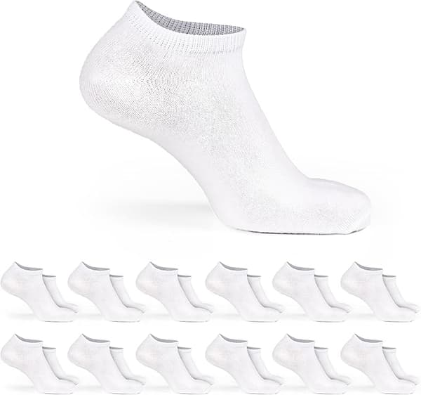 12 par bomullsstrumpor, unisex Vit White