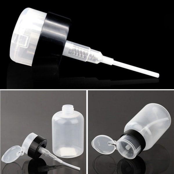 200ml Transparent Tryckflaska Tom Flaska Pump Dispenser Nagellacksförvaring