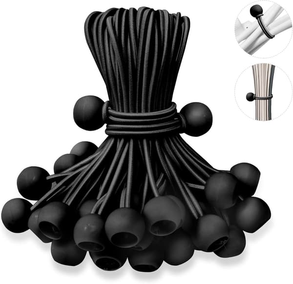 50 stk. - 6 \" - Elastisk reb - Elastisk snor - Spændelastik - tensionssnor - kugle-bungee-snore