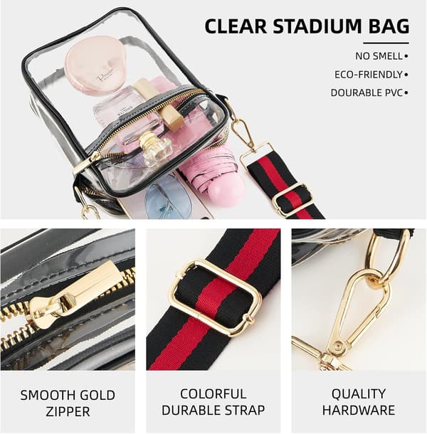 Clear Crossbody Bag Approved, Adjustable Shoulder Strap Color1