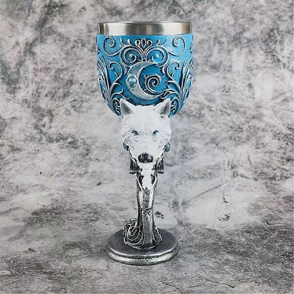Middelaldersk 3D Preget Dragebeger Rustfritt Stål Resin Øl Vin Beger Nyhet Gotisk Kopp Kalk Hjemme Bar Party Tilbehør Wolf