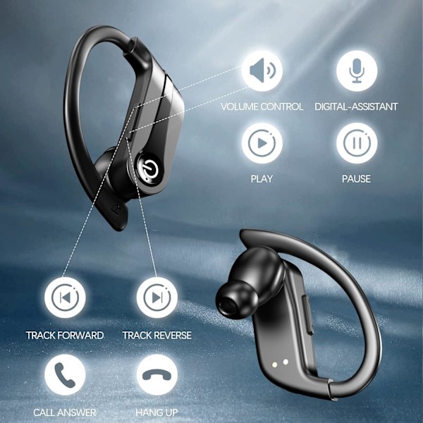 Trådløse ørepropper 72H hodetelefoner med mikrofon over øret Bluetooth 5.3 USB-C hurtiglading, knappkontroll, IPX7 vanntette hodetelefoner for iPhone Android