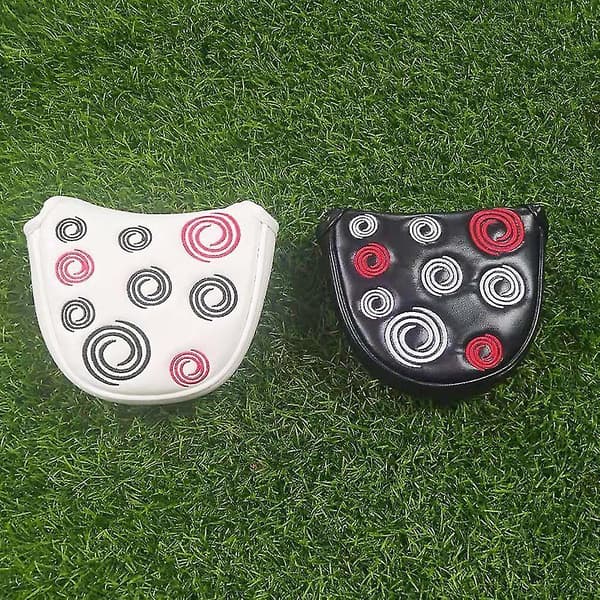 Golfhodebeskyttelse Golf Mallet Putter Beskyttelse Lær hodebeskyttelse Magnetisk Lukking White