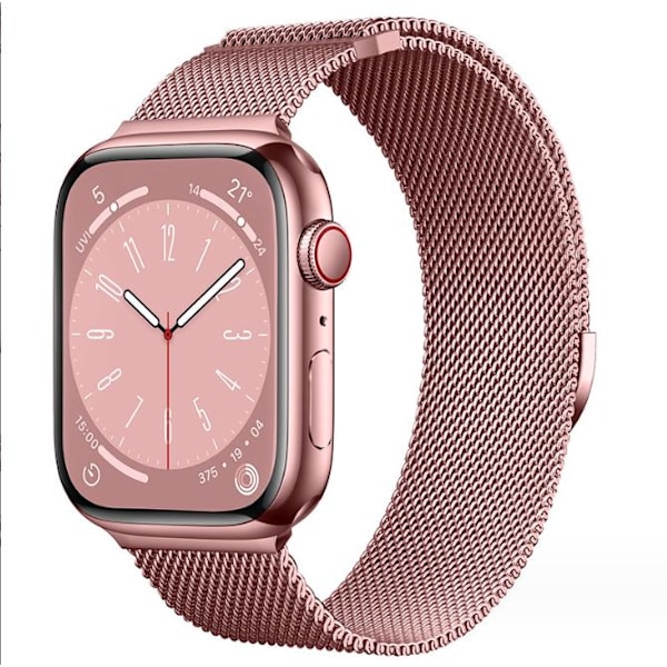 Milanese loop-reim for Apple Watch-bånd 44mm 40mm 45mm 49mm 41mm 38mm 42mm Armbånd iwatch Serie 9 3 6 5 SE 7 8 Ultra 2 starlight - rosa gull pink gold 38mm/40mm/41mm
