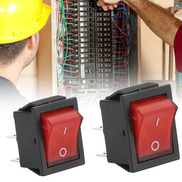 5 pcs Rocker Switch 16A 250V 4-Pin with Red Light Industrial Control Accessories 31 x 25 mm