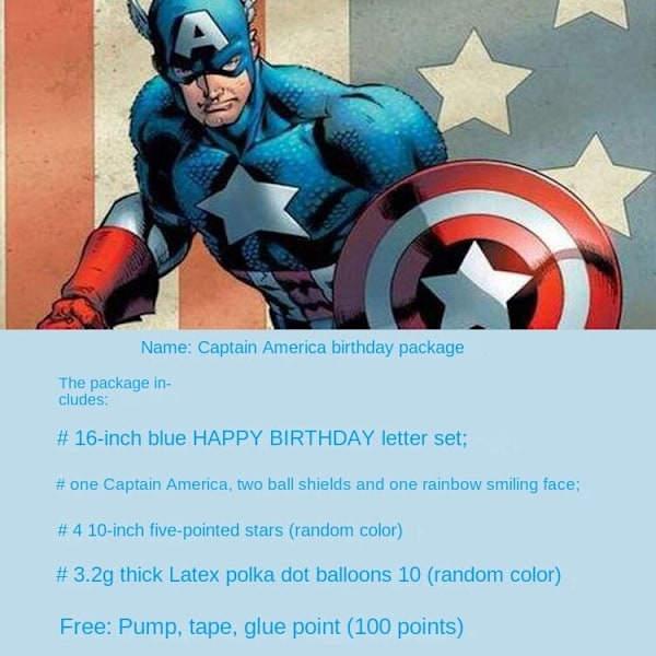 Kapteeni Amerikan Syntymäpäiväkirje Alumiinipallot Paketti Piirretty Lasten Juhlajuhlan Koristelu Pallot Captain America birthday package