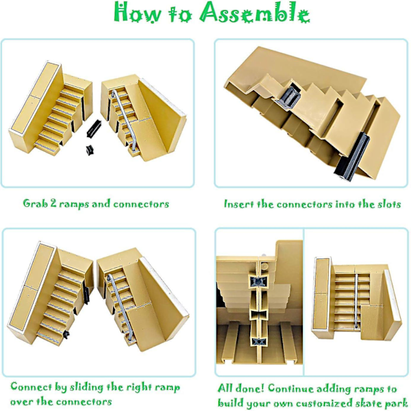 STASHABLES Finger Skateboard Ramp Sæt Finger Skatepark Kit 16 Dele Skate Park Kit Inkluderer Skateboards, Ramper, Scootere, Skøjter, Cykler og Hjul