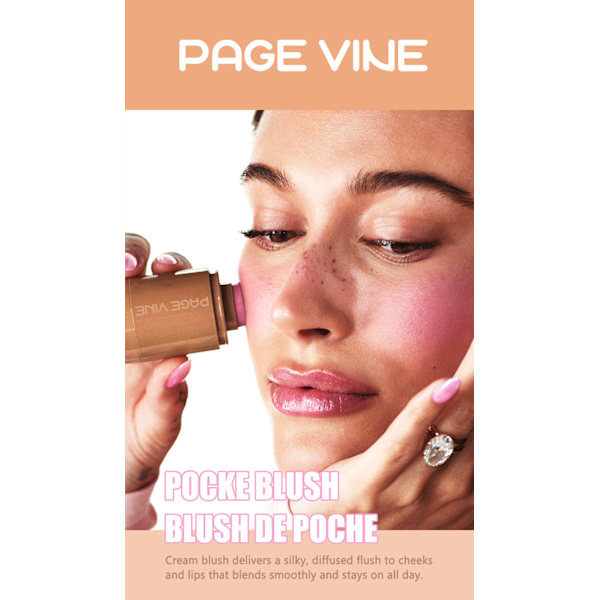 PAGE VINE Pocket Blush Stick 6 farger leppe og kinn vannlys stick highlighter lyser opp naturlig vannlys h 06-tosated teddy