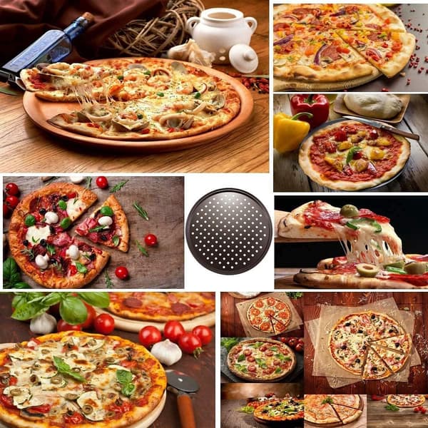 3 stk. - Pizzapander - rund pizzabakke - pizzabageplade - bageplade - runde bageplader m/ non