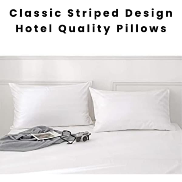 2-pack randiga kuddar, hotellkvalitet satinkudde med hålfiber