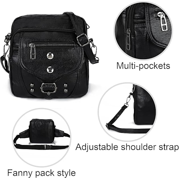 Crossbody-telefonväskor för kvinnor, små mjuka läderplånböcker, handväskor, axelväskor, damer, multifunktionella väskor Black
