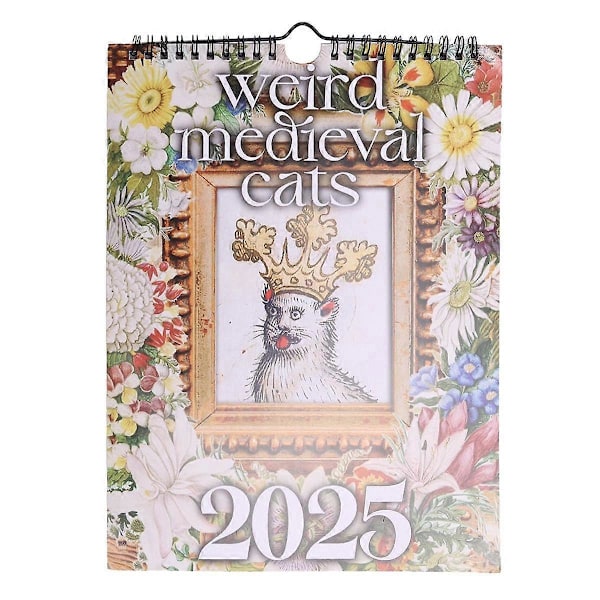 2025 Keskiaikainen Kissan Kalenteri - Outo Kissan Kalenteri - Hauska Seinäkalenteri - Uuden Vuoden Lahjat Koti Sisustukseen As Shown