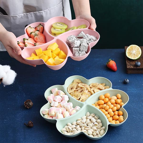 4-pakning Appetittvekkerbrett Fruktskål Snacksboks Nøttefat Snacksfat