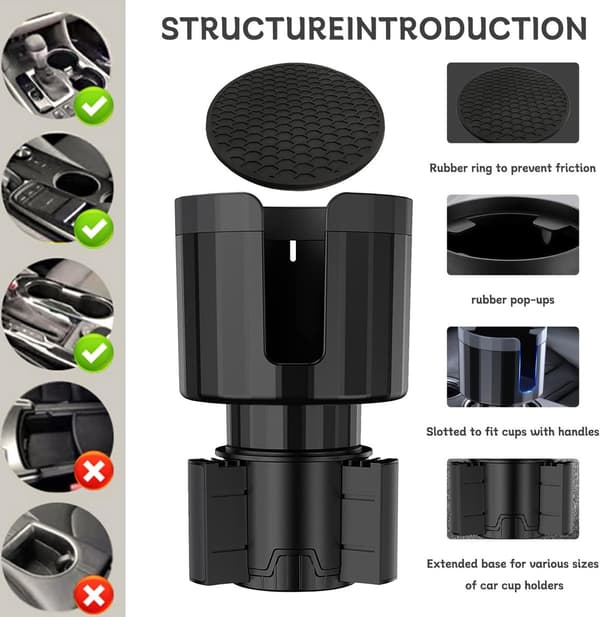 Bilkoppholder - Justerbar koppholder - Universal - Kaffeholder - Drikkeholder