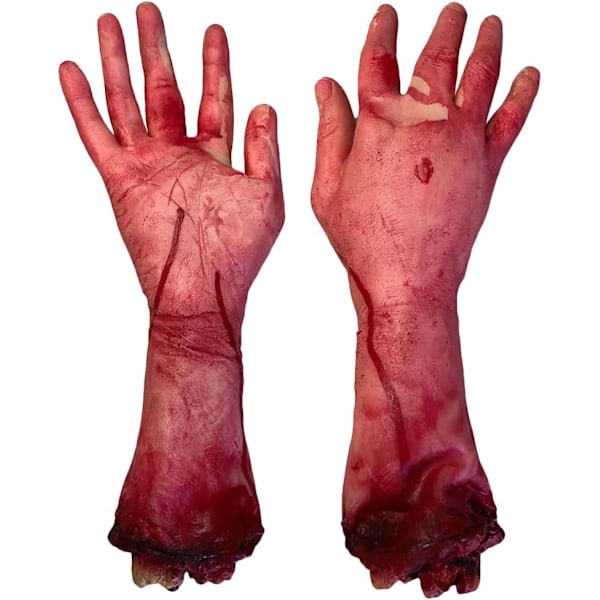 2PCS Halloween Fake Hand Prop Fake Scary Severed Hand Scary Fake Bloody Hand for Haunted House Halloween Party