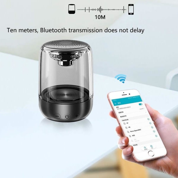 Bärbar Bluetooth högtalare, 5.0, 1000 mah, 5h speltid, 5w högpresterande, tws trådlös, led-lampor, svart