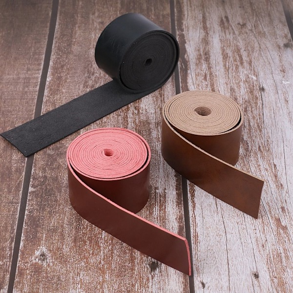 Læderrem Blank Overflade Læderstrimmel SORT 3,75CM sort black 3.75cm