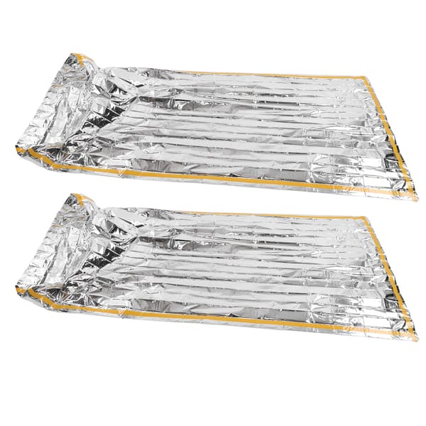 2 stk. nødtepper 200x100cm sammenleggbart romteppe solskjerming rivebestandig overlevelsesteppe for camping reiser 0.8