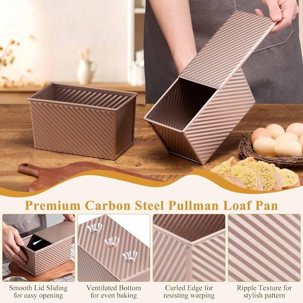 2-pakning Pullman brødform med lokk - 450g brødbakeform - Non-stick