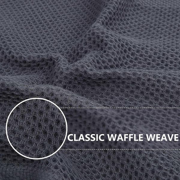 6-pack 34x34cm Waffle Weave Cotton Kitchen Towels, Quick-Drying and Absorbent Cleaning Cloth with Hanging Loop Dark grey
