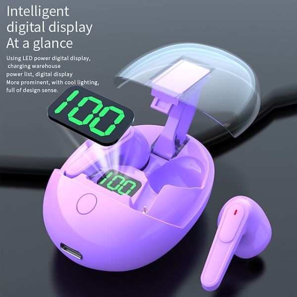 Pro one trådlösa Bluetooth hörlurar Mecha Style Mini Intelligent Digital Display Flerfärgade hörlurar med lång batteritid Vit