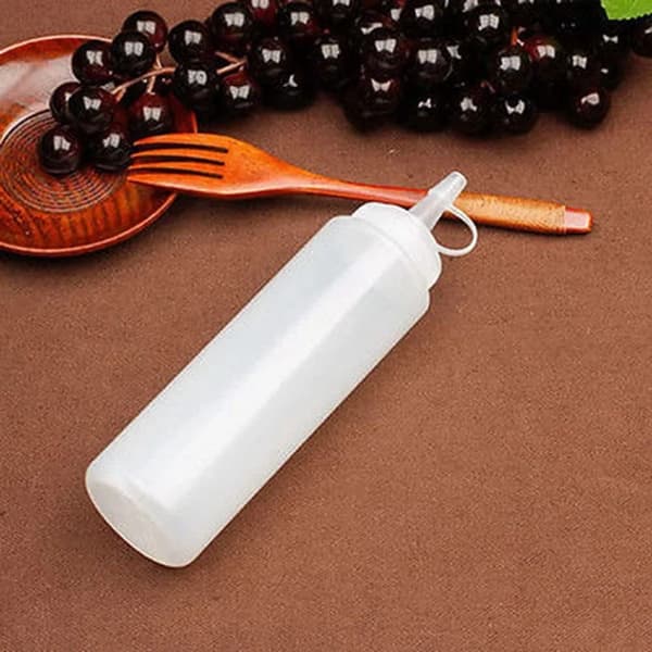 Plastflaskor för kryddor, 3-pack med spetslock, 32 oz för sås, ketchup, senap och olivolja, vit