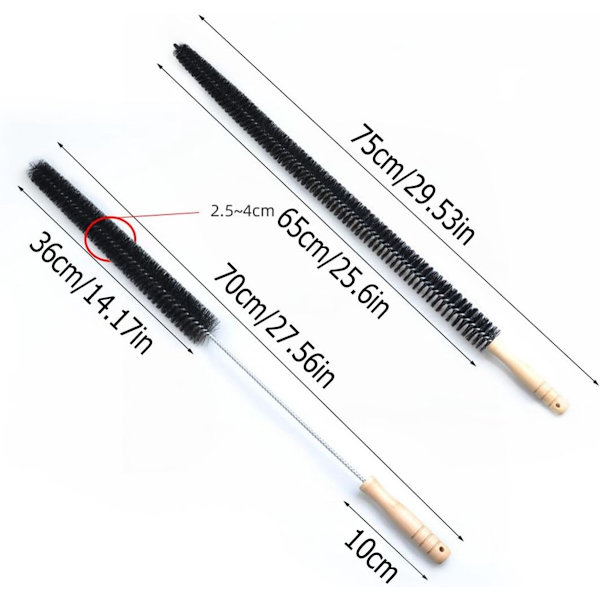 2 kpl - Putkiharja - 70 cm & 75 cm - Patteriharja - Puhdistusharja - Pölyharja