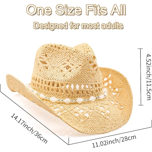 Cowboy Hat Brud Cowboy Hat Kvinder Mænd Glitter Kostume Rum Hat Cosplay Party Halloween Kostume Velegnet til Party Musik Festival (Pink) Beige M