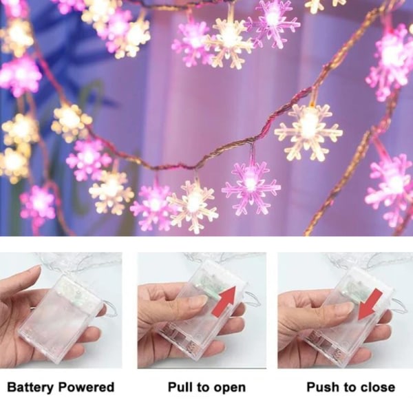 Juldekorasjon Snowflake String Lights Xmas Garland Holid Varm Hvit