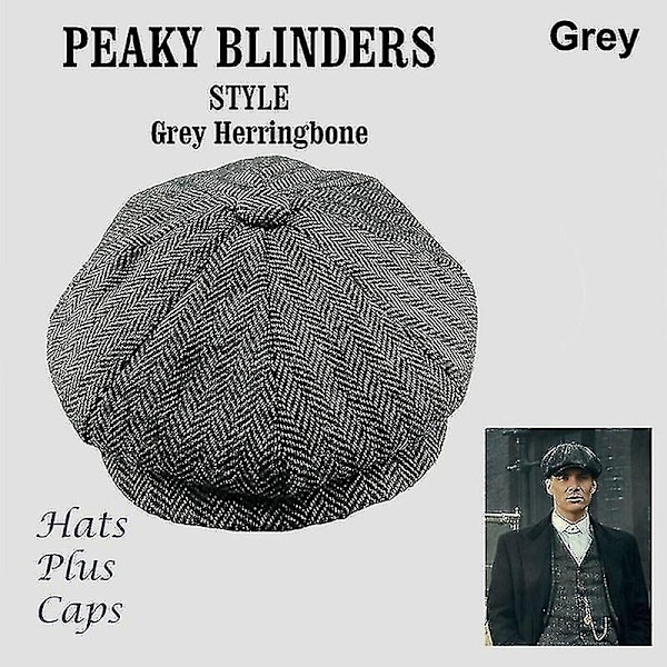 Uusi miesten muoti Peaky Blinders -hattu, uutispoika-lakki, villasekoite, kalanruoto-tweed, talvihattu lämmin-mxbc-WELLNGS Black  White