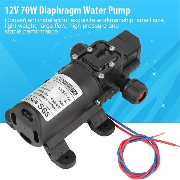 12V Vattenpump, 12 Volt Vattenpump, DC 12V 6A 70W Elektrisk Vattenpump, Självsugande Vattenpump - Högt Tryck, 12V Pump