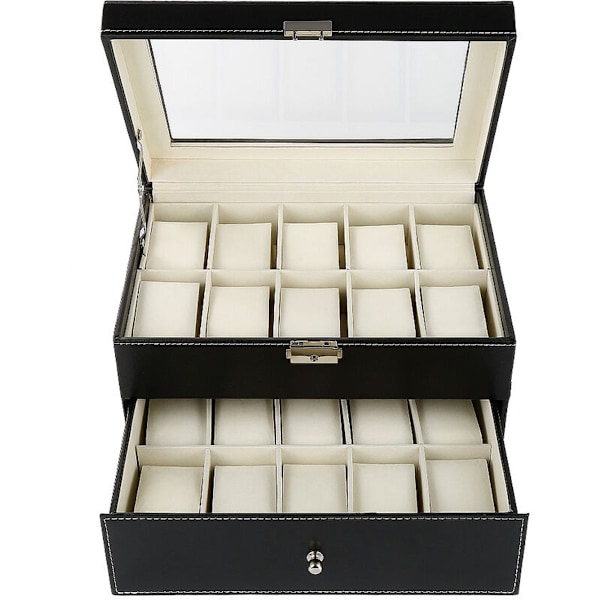 Klockbox läder presentförpackning män display 20 klockor