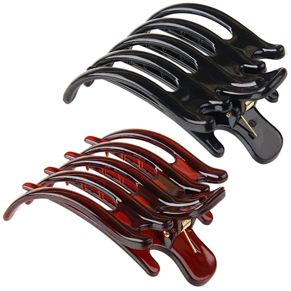 pcs large non-slip plastic hair clips Hairpin clip with inner teeth for women girls (black+brown)