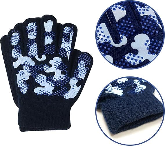 Pojkar Magic Stretch Gripper Handskar 3-pack Sortiment, Barn En Storlek Vinter Varma Handskar Barn_OF