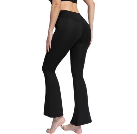 Sorte Bootcut Leggings med Lommer og Slids Sort Black xl